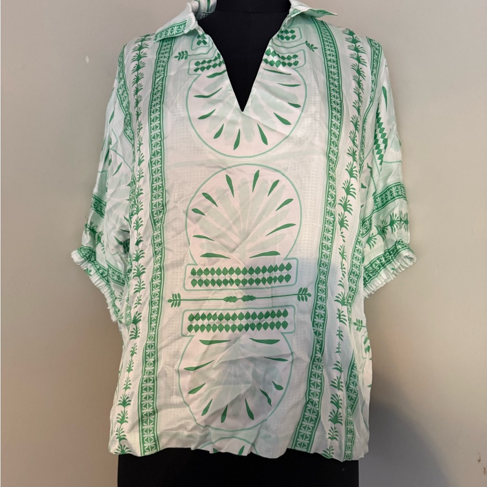 Green Patterned Women's Blouse